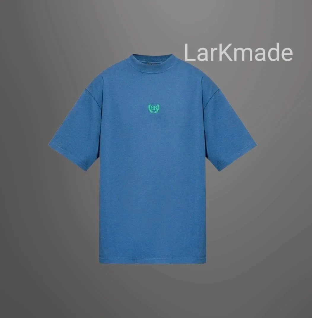 Embroidered Regular-Fit Blue T-Shirt