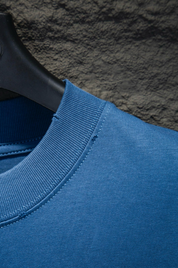 Embroidered Regular-Fit Blue T-Shirt photo 7