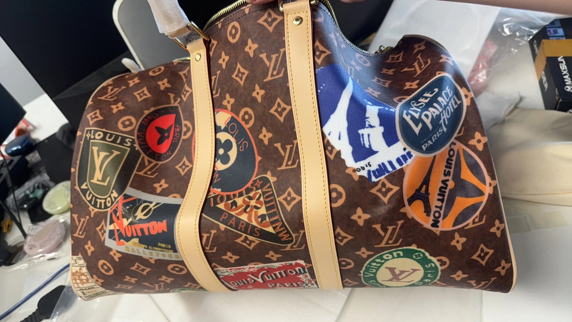 Louis Vuitton Keepall 50 Grey Monogram Canvas Duffel Bag