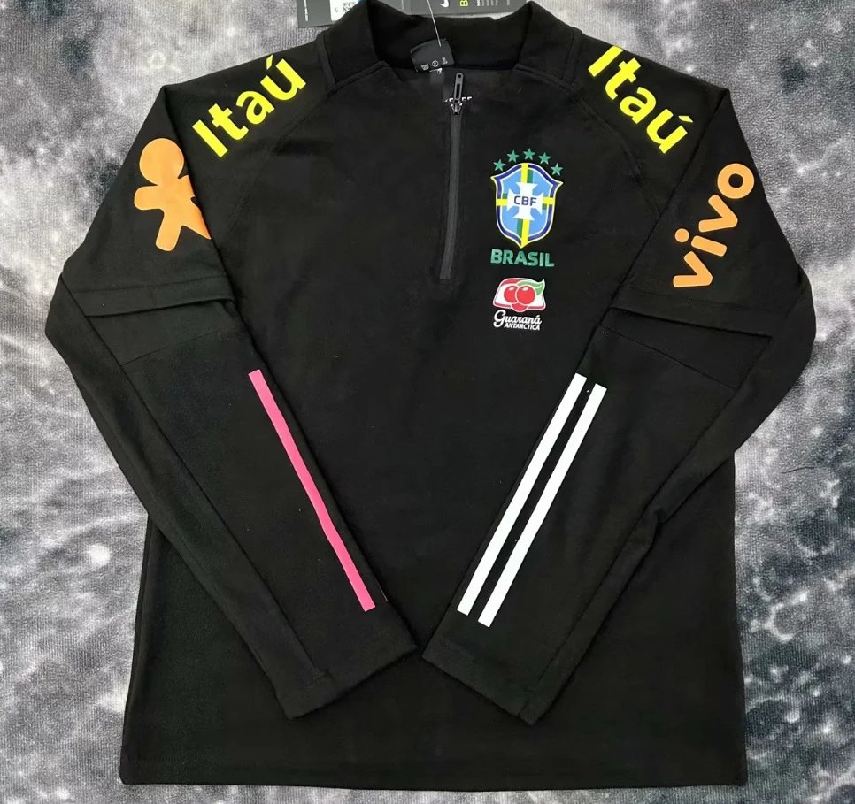 Thickened Brazil Black Half-Zip