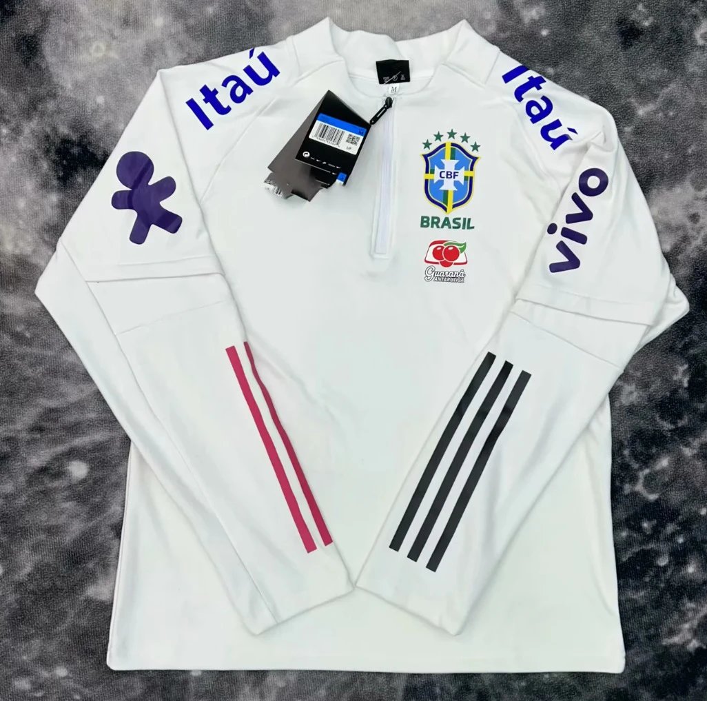 Thickened Brazil White Half-Zip