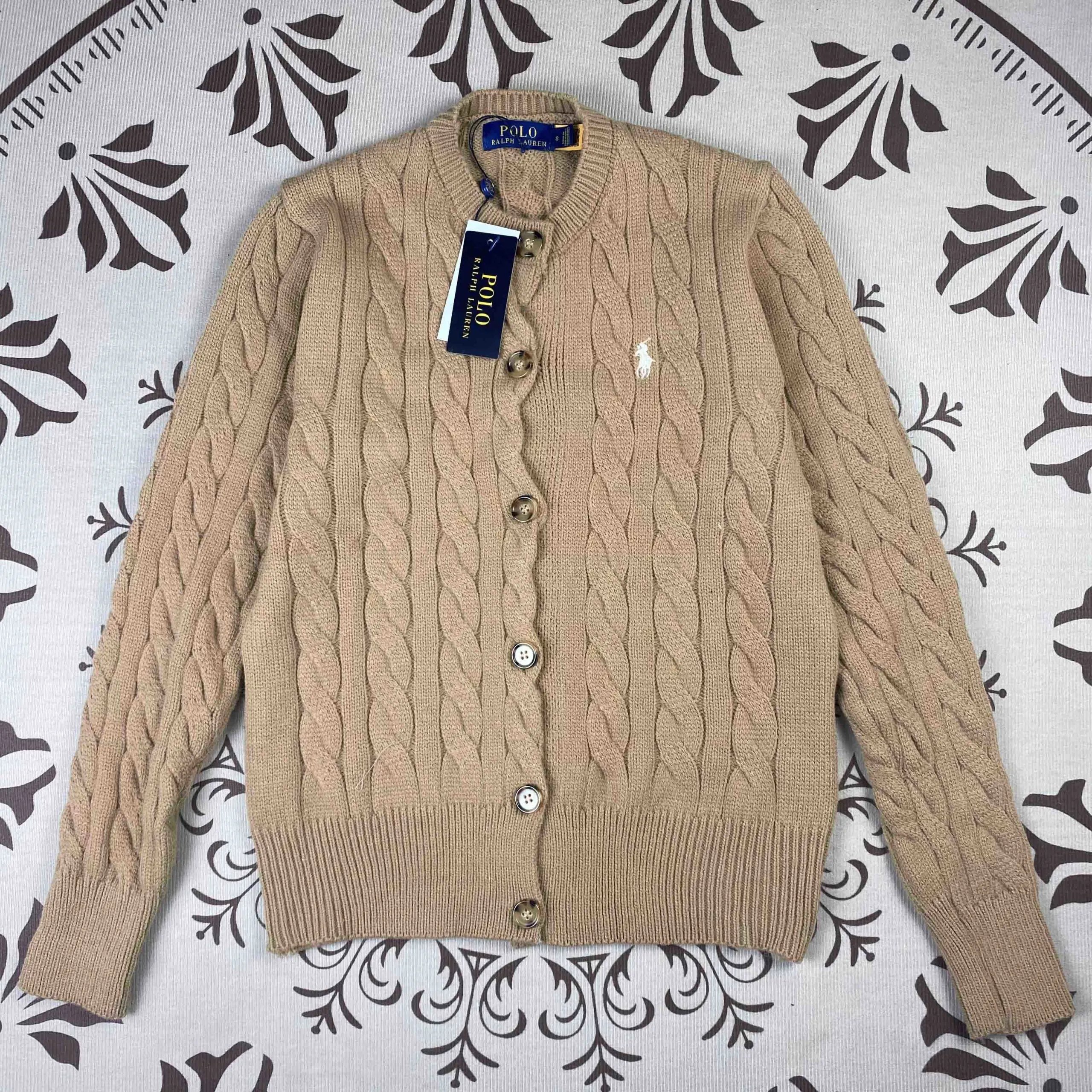 Ralph Lauren Beige Cable Knit Cardigan