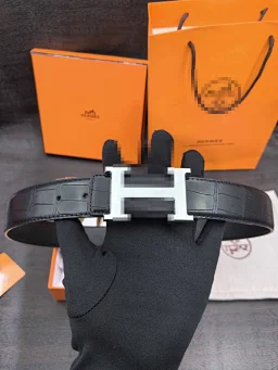 thumbnail for Sequin belt statement alloy smooth buckle leather belt