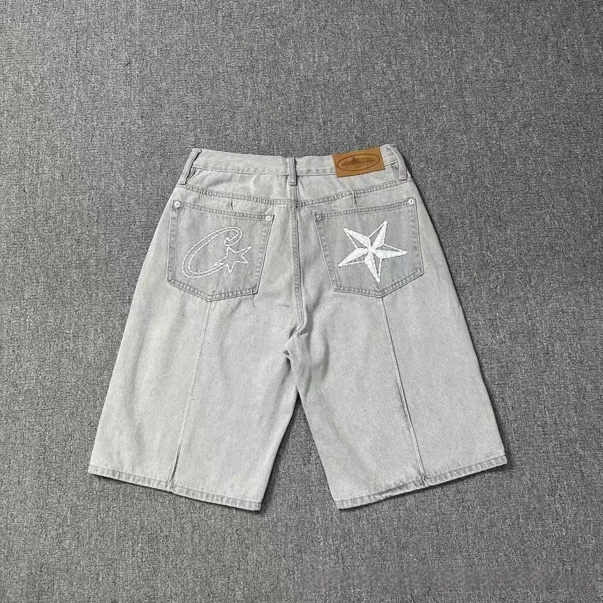 Star grey denim shorts