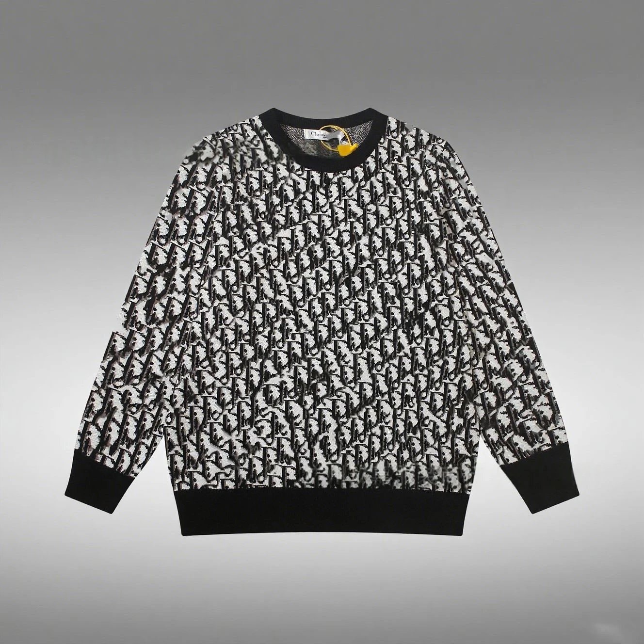Dior Black and White Pattern Crewneck Sweater