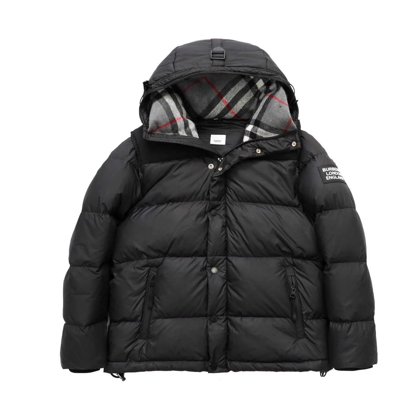 Autumn and winter classic models removable sleeves plaid hooded down cotton jacket thickened warm coat