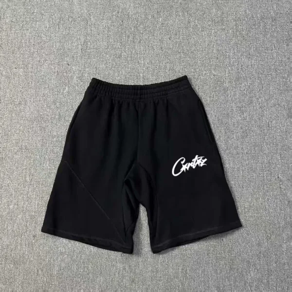 Corteiz Logo Print Black Sweat Shorts - 1