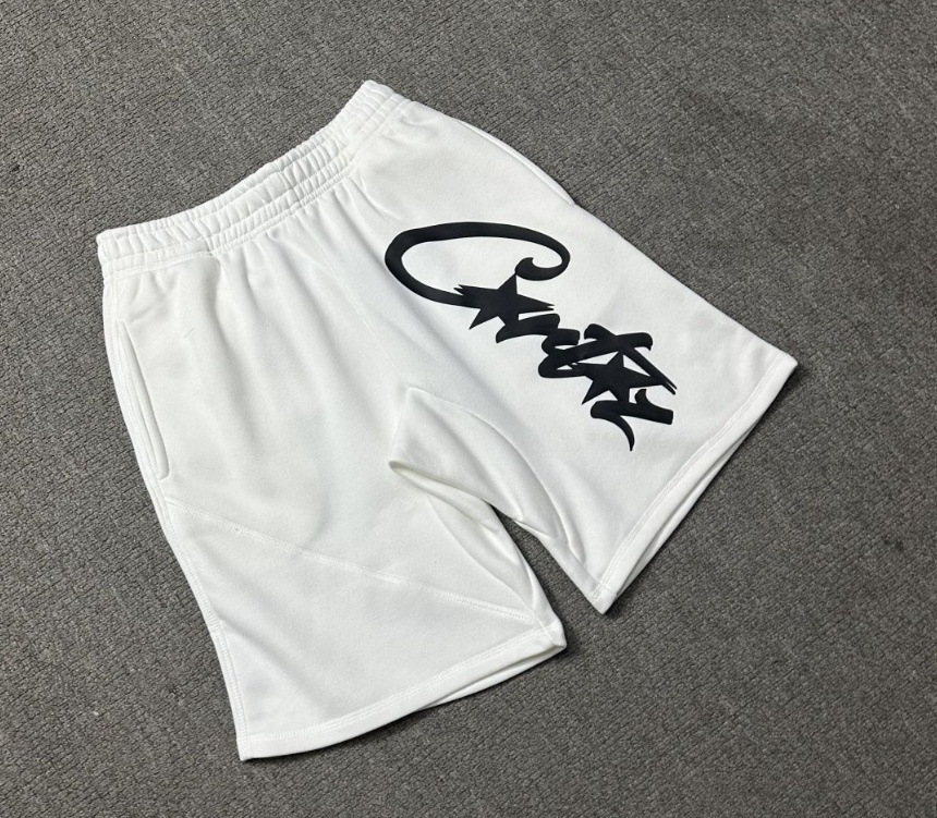Design Script Logo White Sweat Shorts - 1