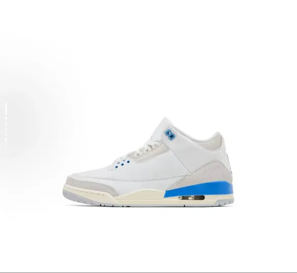 Air Jordan 3 White Cement Blue Sneakers Basketball Shoes - 1