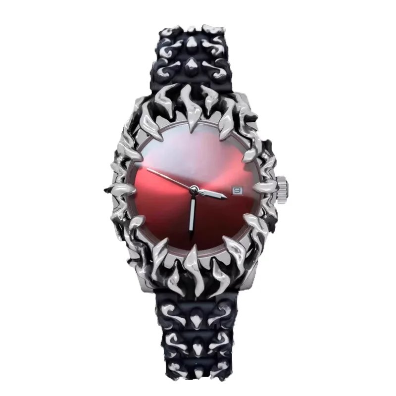 Chrome Hearts Thorn Watch Red Dial Silver Chain Bracelet Watches - 5