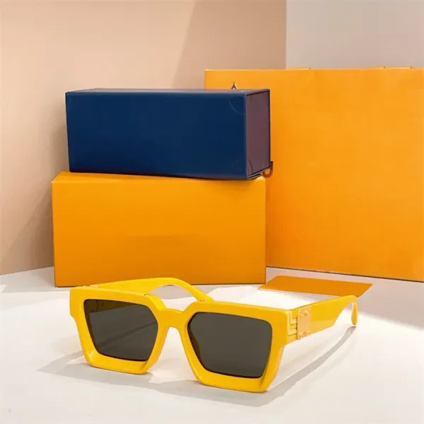 Design Oversized Geometric Frame Yellow Sunglasses - 1