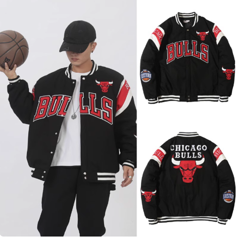 Chicago Bulls Varsity Jacket Black Red White Outerwear.jacket