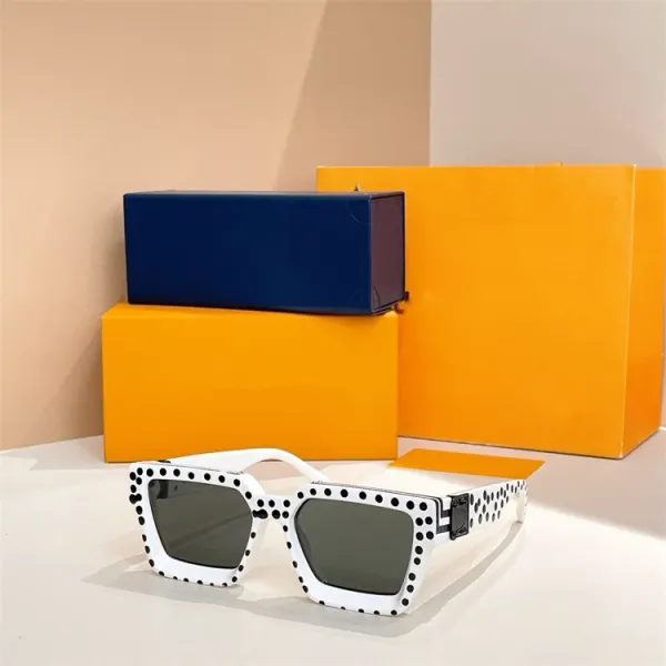 Design Polka Dot Square Sunglasses White Black - 1