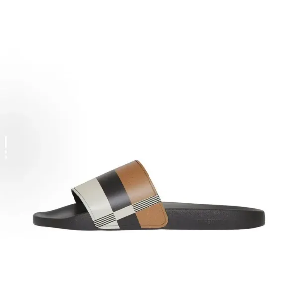 Burberry Check Slide Sandals Black Slippers - 7