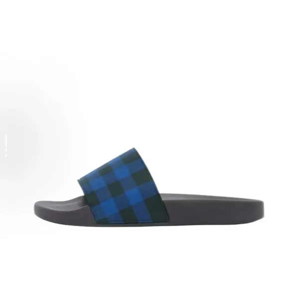 Burberry Check Slide Sandals Black Slippers - 6