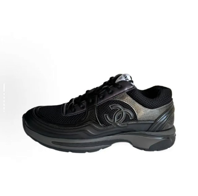 CHANEL Fabric Laminated Calfskin Stretch CC Womens Sneakers Shoes: seller detail photo 2
