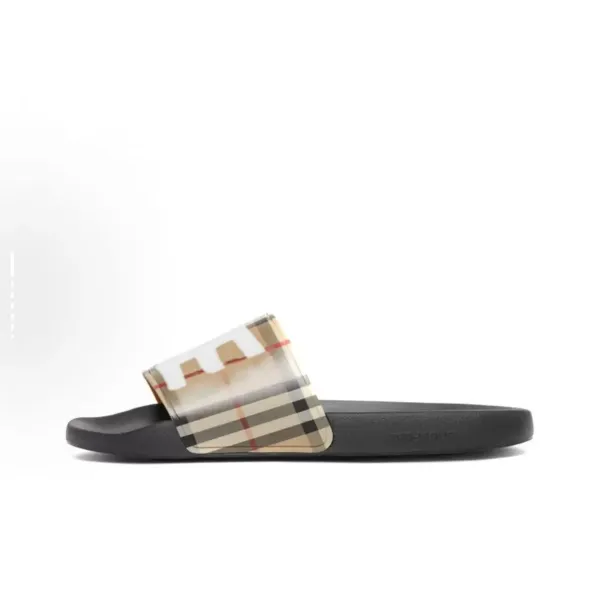 Burberry Check Slide Sandals Black Slippers - 4