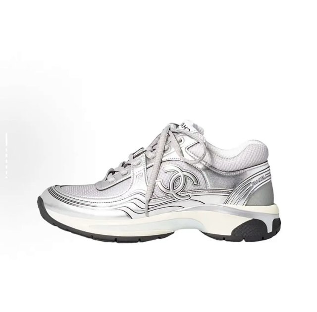 CHANEL Fabric Laminated Calfskin Stretch CC Womens Sneakers Shoes: seller detail photo 3