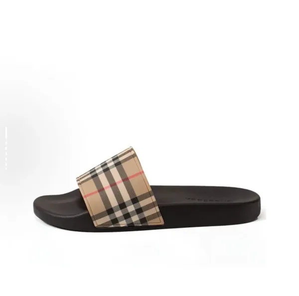 Burberry Check Slide Sandals Black Slippers - 3