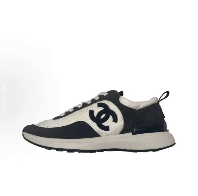 CHANEL Fabric Laminated Calfskin Stretch CC Womens Sneakers Shoes: seller detail photo 4