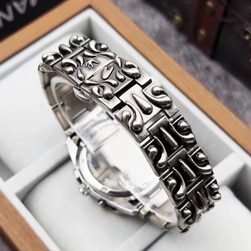 Chrome Hearts Thorn Watch Red Dial Silver Chain Bracelet Watches - 4