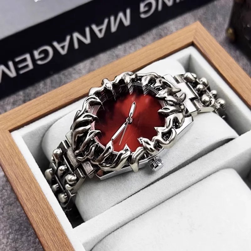 Chrome Hearts Thorn Watch Red Dial Silver Chain Bracelet Watches - 3