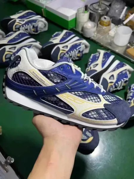 Bottega Veneta BV Sport Blue and Beige Mesh Sneakers - 1