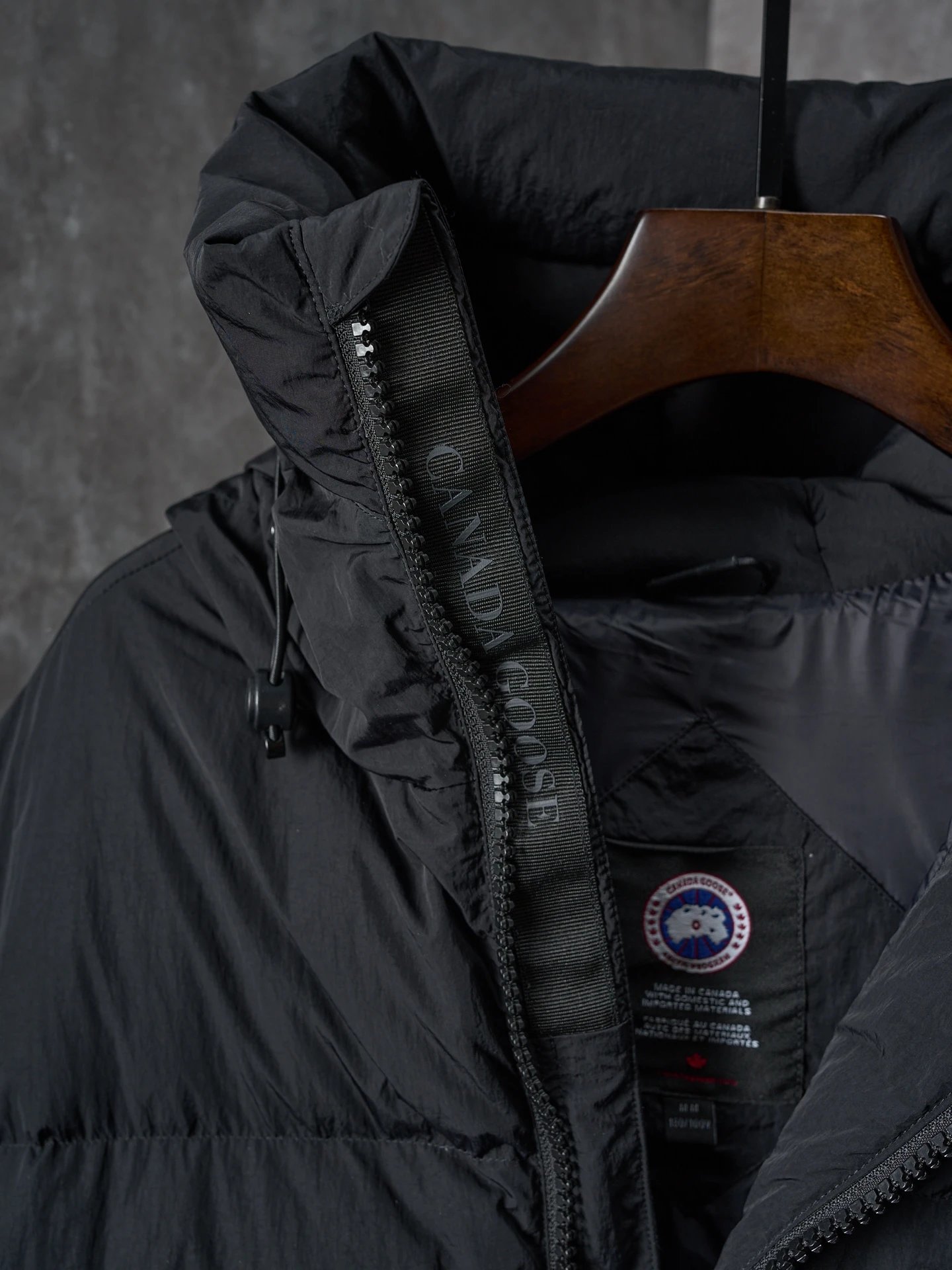 Winter Puffer Down Jacket with Hood Matte Ebony Black - Gallery Image 6 - Detailed View