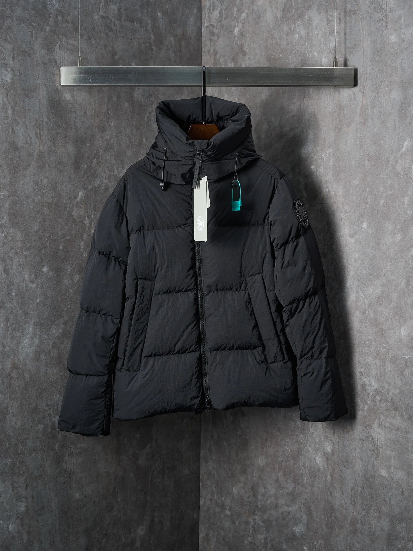 Winter Puffer Down Jacket with Hood Matte Ebony Black - Gallery Image 1 - Detailed View