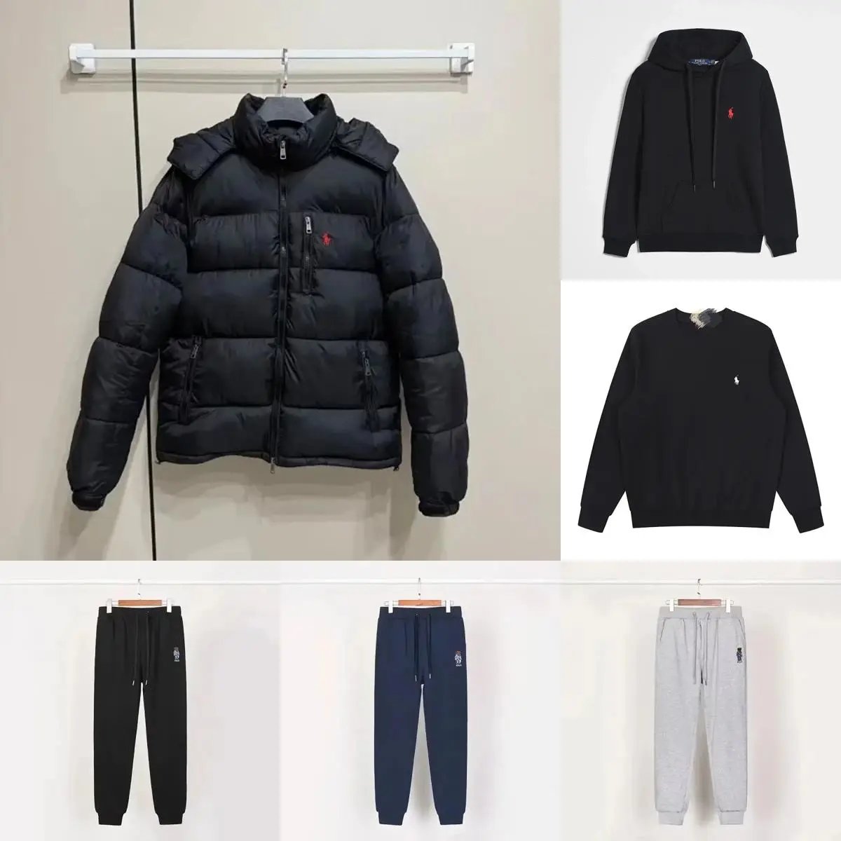 Ralph Lauren Black Puffer Jacket and Sweatpants Set