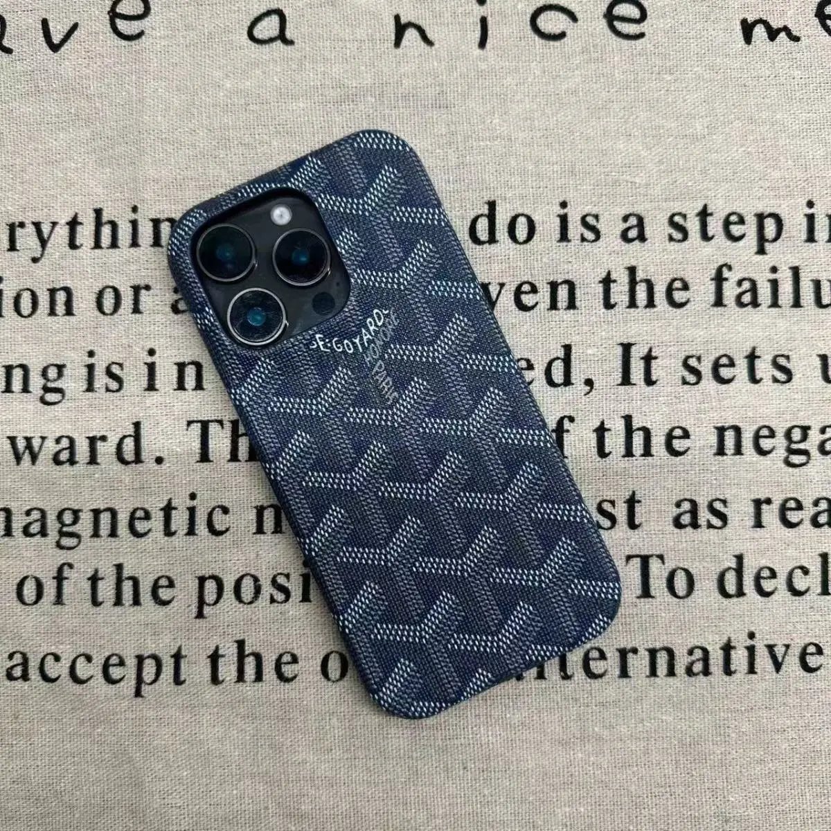 Yy Goya Leather Pattern Blue (Half Pack Bright Surface) Film Hard Shell