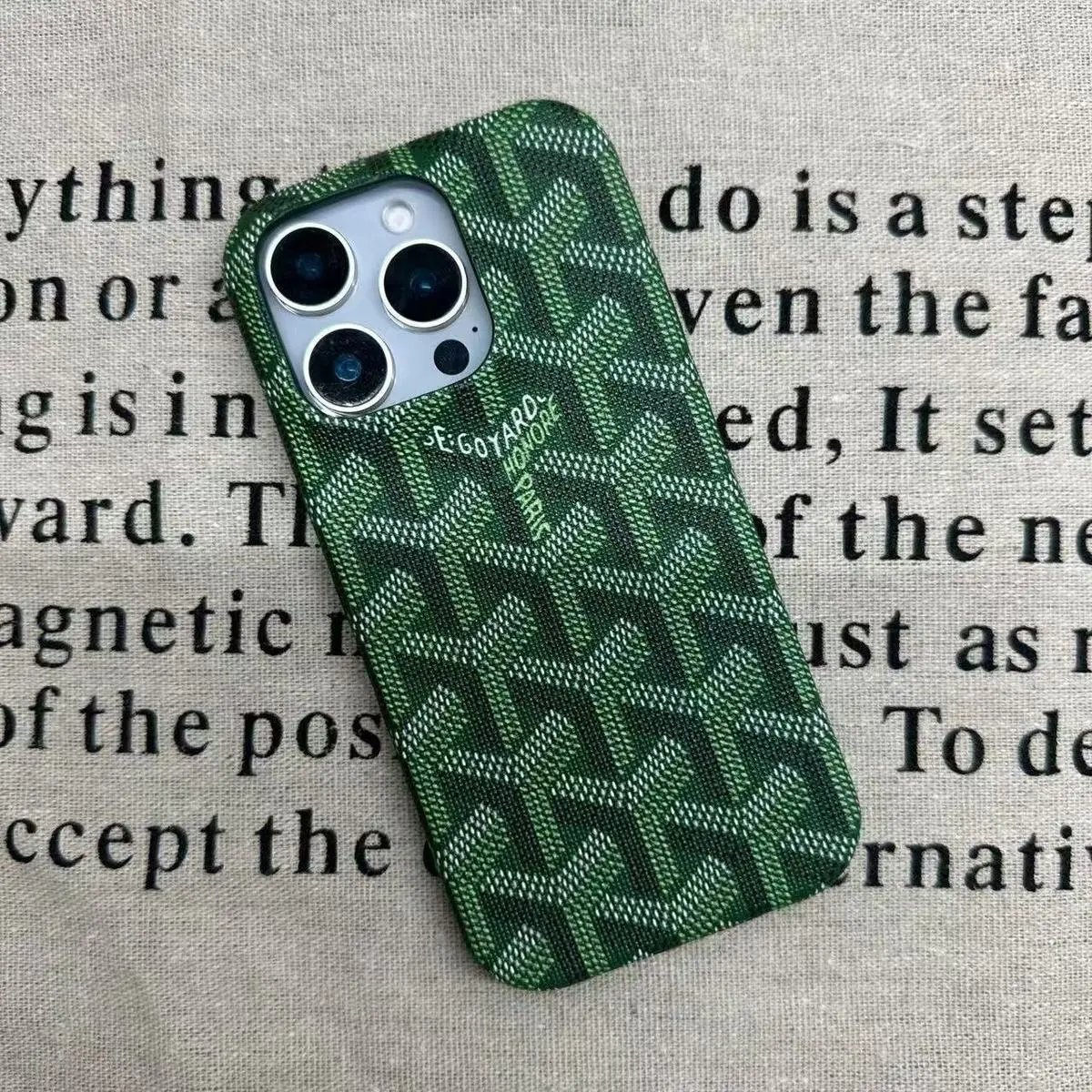 Yy Goya Leather Pattern Green (Half Pack Bright Surface) Film Hard Shell