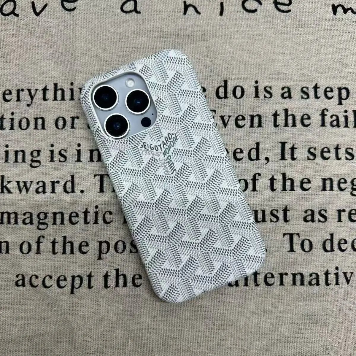 Yy Goya Leather Pattern White (Half Pack Bright Surface) Film Hard Shell