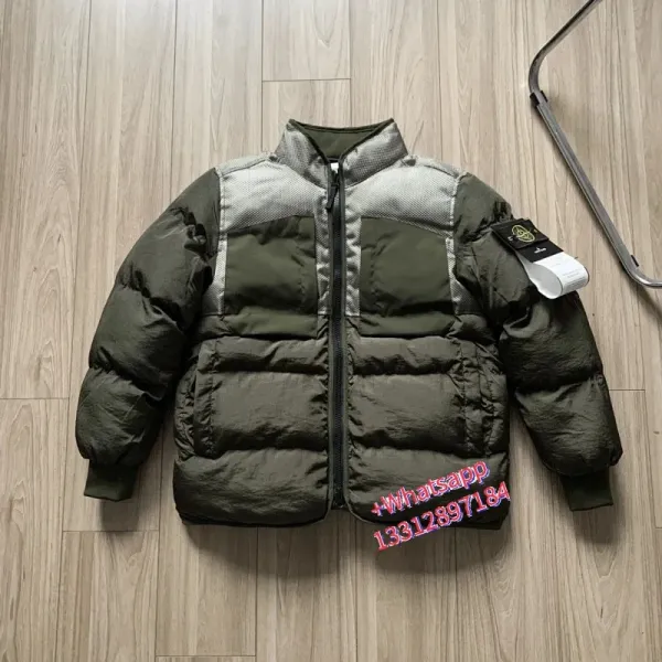Stone Island Patchwork Down Jacket Army Green - 1
