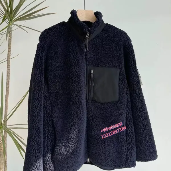 Design Fleece Sherpa Jacket Navy - 1
