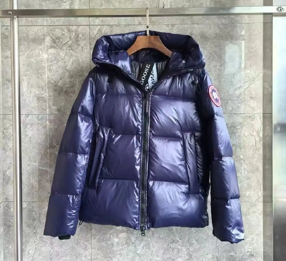 Blue and red labeled cotton jacket