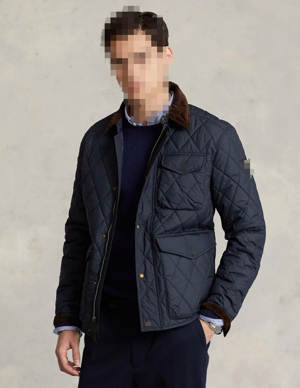Diamond Quilted Jacket with Lapel Collar
