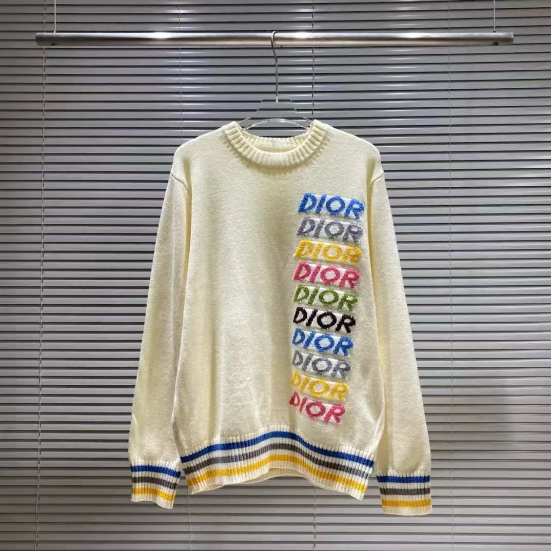 Embroidered Knitted Sweater Beige