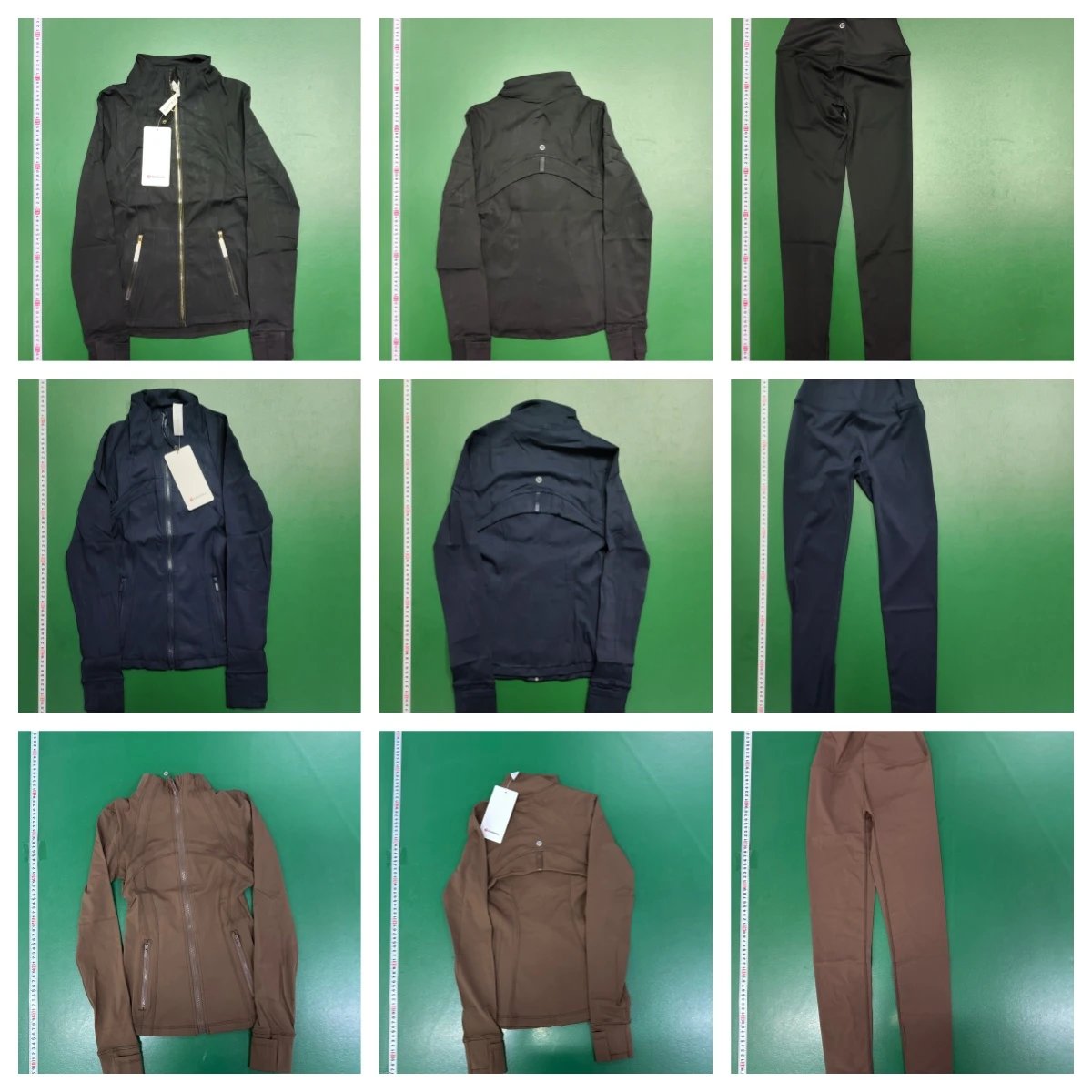 Stand collar jacket, nine-point pants suit, gold zipper slim fit jacket, elastic quick-drying fitness yoga wear