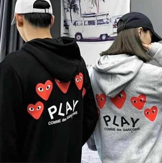 Trendy Unisex Couple Heart Print Zip-Up Hoodie Fleece-Lined Thick Cardigan Sweatshirt Jacket