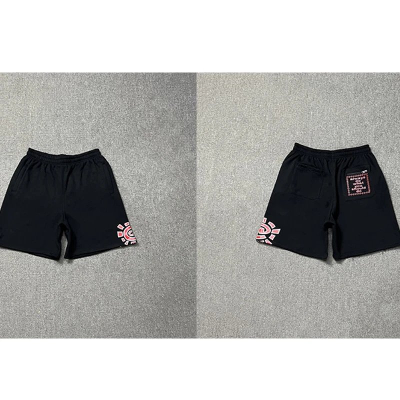 AD209 Black Print Red Shorts
