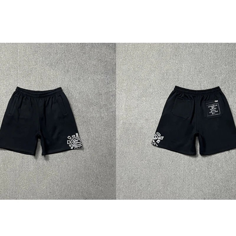 AD209 Black Print Black Shorts