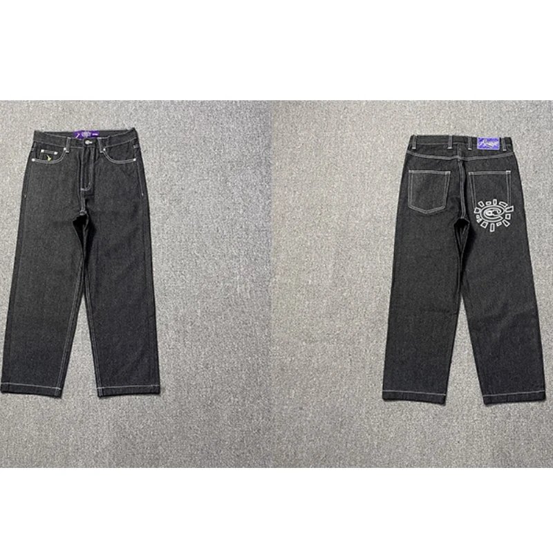 303 Purple Small Logo Black Print Jeans