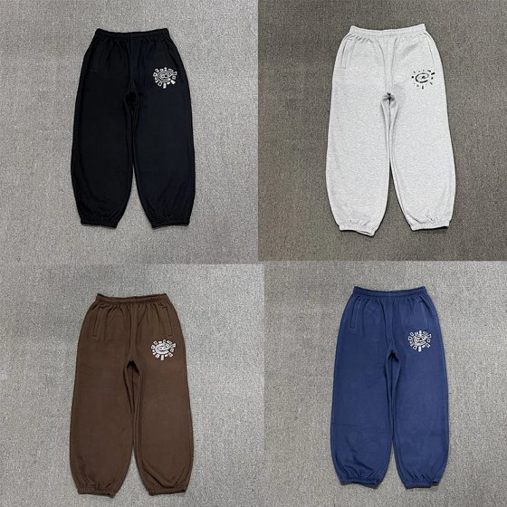 Sun Roll Basic Print Fleece Loose Cuff Sweatpants Casual American Streetwear Autumn/Winter Unisex