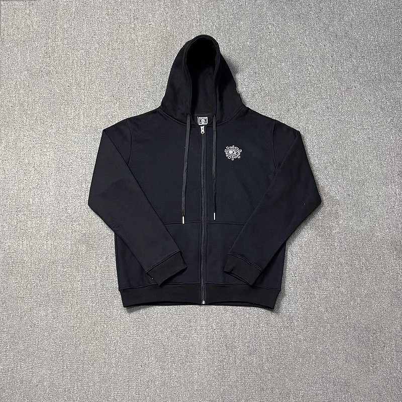 206 Black Small Embroidery Zipper Jacket