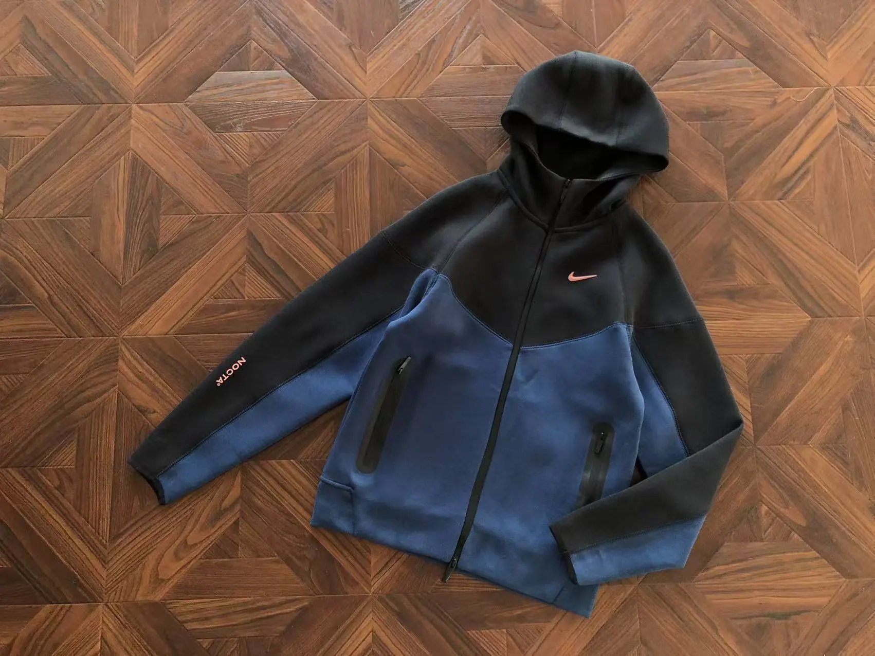 3 Black and Navy Blue Hoodie 8454
