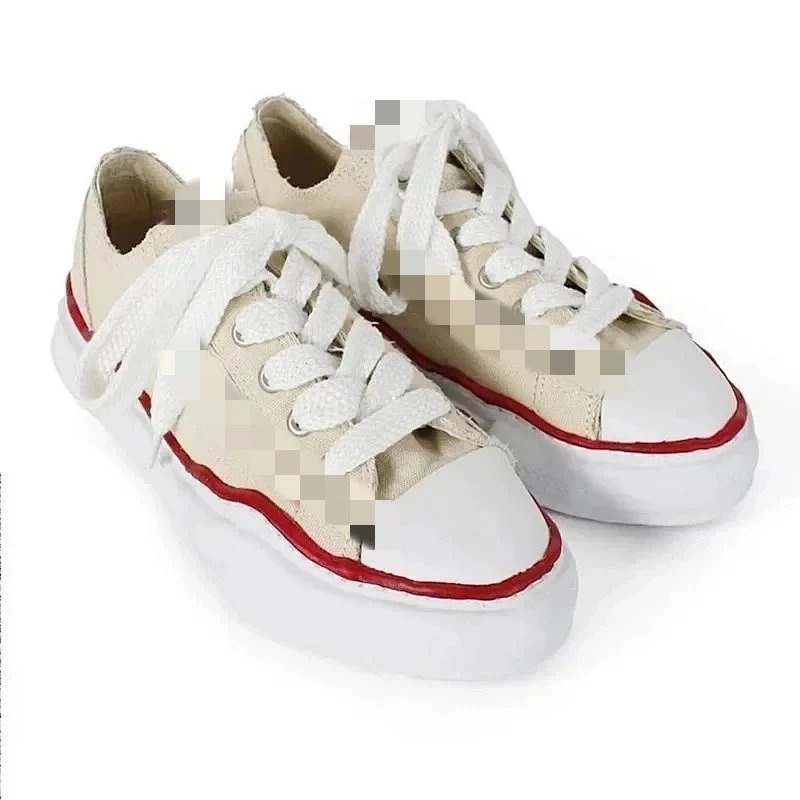 Canvas Beige Red Trim Low-Top (G-Dragon Style) In Stock