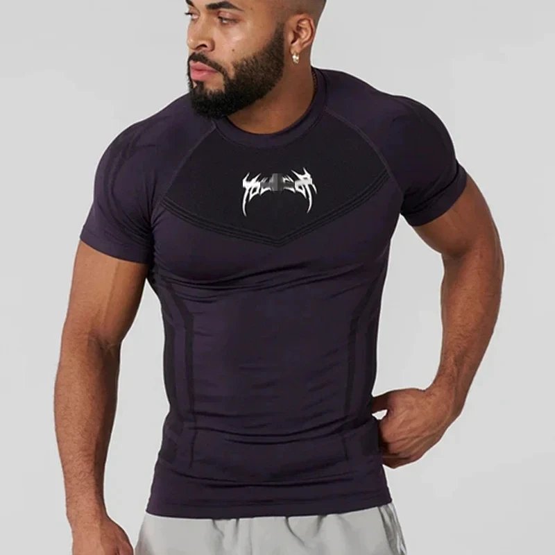 YOUNGLA Men's High-Stretch Athletic Fit T-Shirt for Running & Training – Quick-Dry Short Sleeve
