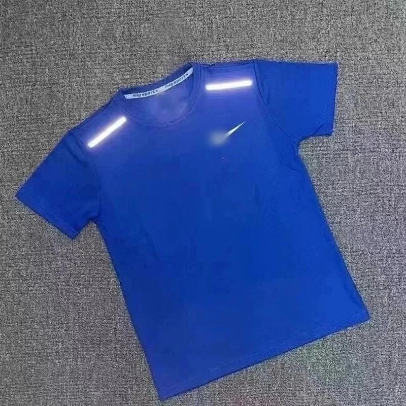 Reflective Checkmark Quick-Dry Short Sleeve Top - Dark Blue