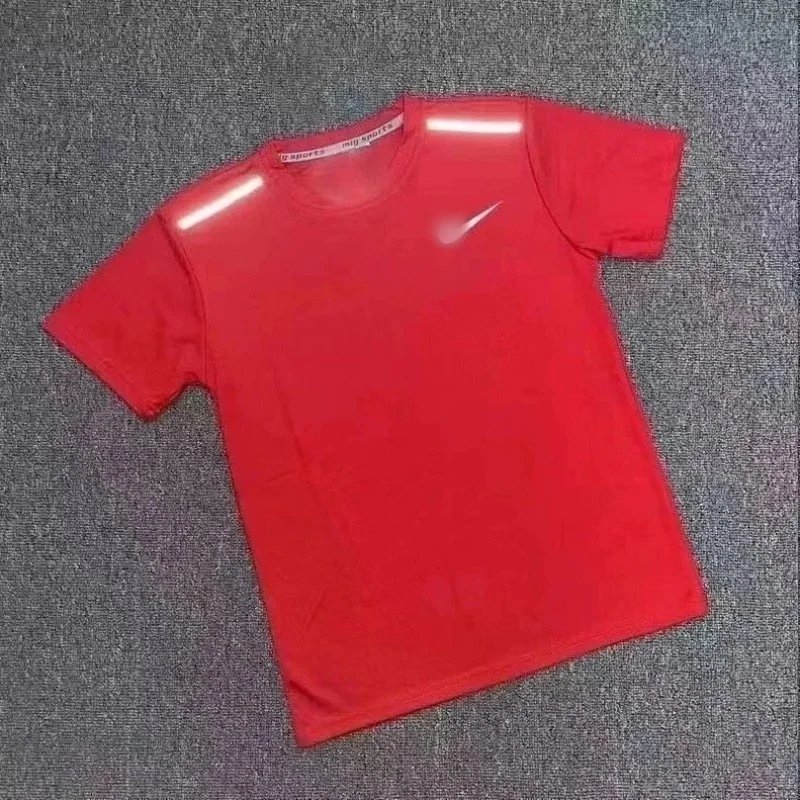 Reflective Checkmark Quick-Dry Short Sleeve Top - Red